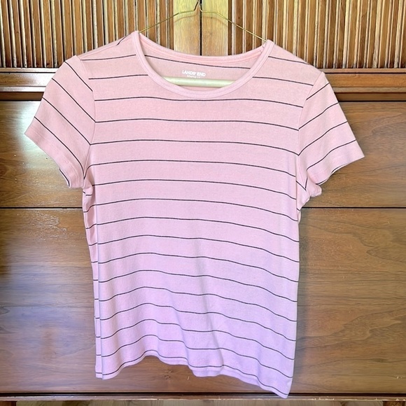 Lands’ End Woman’s Fitted Cotton Striped Tee Shirt - Picture 1 of 6